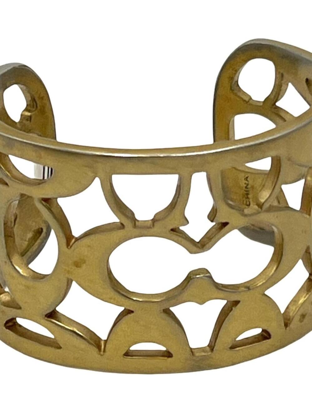 Vintage Coach Wide Cut Out Logo Cuff Bracelet